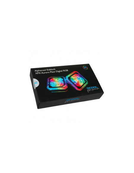 Alphacool CPU Ice block XPX Aurora - Negro acrílico RGB digital casemod.es