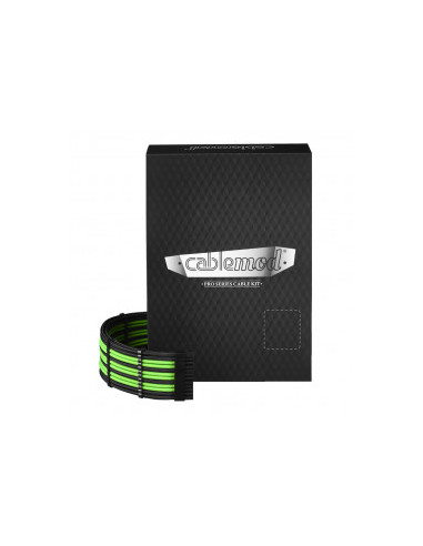 CableMod Kit de cables ModMesh PRO de la serie C para RMi / RMx / RM (etiqueta negra) - negro / verde claro casemod.es