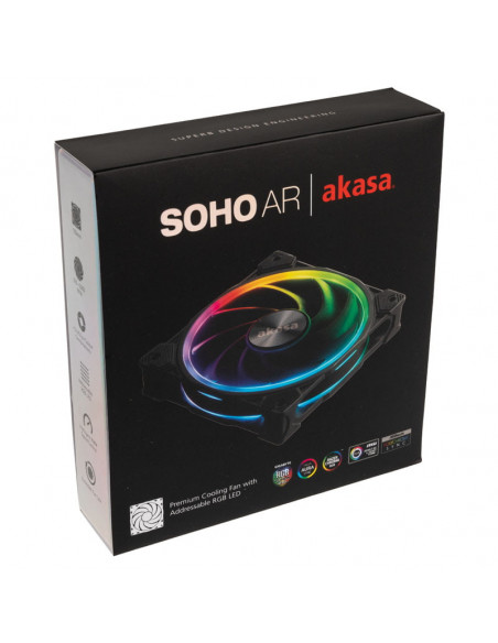 Akasa Ventilador RGB direccionable SOHO AR, negro - 120 mm casemod.es