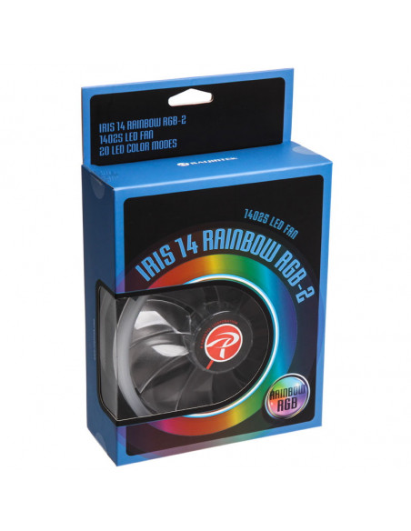 RAIJINTEK Ventiladores LED IRIS 14 Rainbow RGB, juego de 2, controlador incluido - 140 mm casemod.es