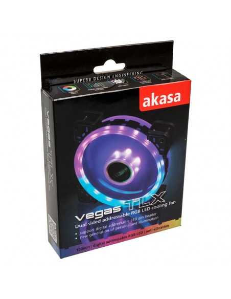 Akasa Ventilador RGB direccionable Vegas TLX - 120 mm casemod.es
