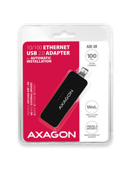AXAGON Adaptador ADE-XR Fast Ethernet 10/100 - USB 2.0 Tipo A casemod.es