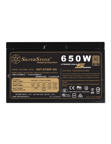SilverStone SST-ST65F-GS v 1.1 Strider Gold S Series 80 PLUS Gold, modular - 650 vatios casemod.es