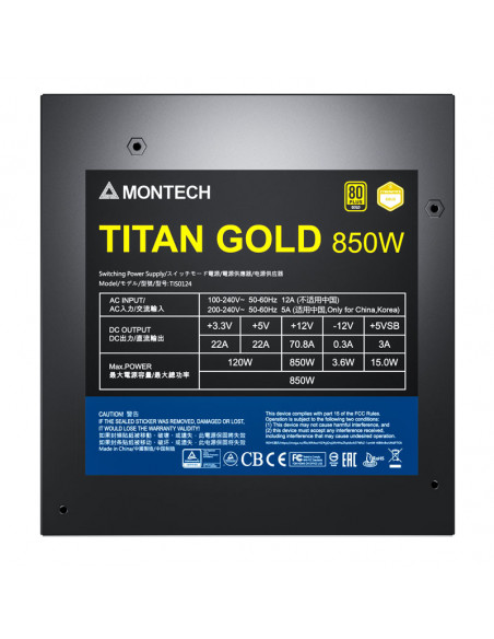 Montech Titan 850W - 80 PLUS y Cybenetics Gold, modular, PCIe 5.0 - 850 vatios casemod.es