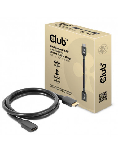 Club3D Cable alargador HDMI de ultra alta velocidad, 4K120Hz/8K60Hz, 48Gbps - 1m casemod.es