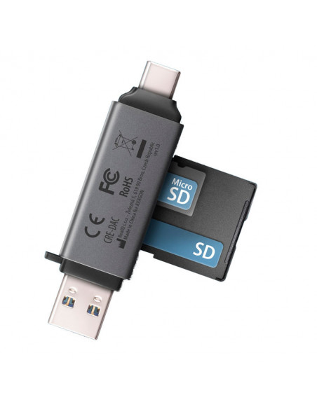 AXAGÓN CRE-DAC Externo USB 3.2 Gen1 Tipo-C+Tipo-A SD/microSD de 2 ranuras casemod.es