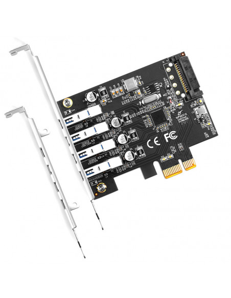 AXAGÓN PCEU-43RS Adaptador PCIe 4x USB3.0 UASP VIA, fuente de alimentación SATA de 15 pines casemod.es