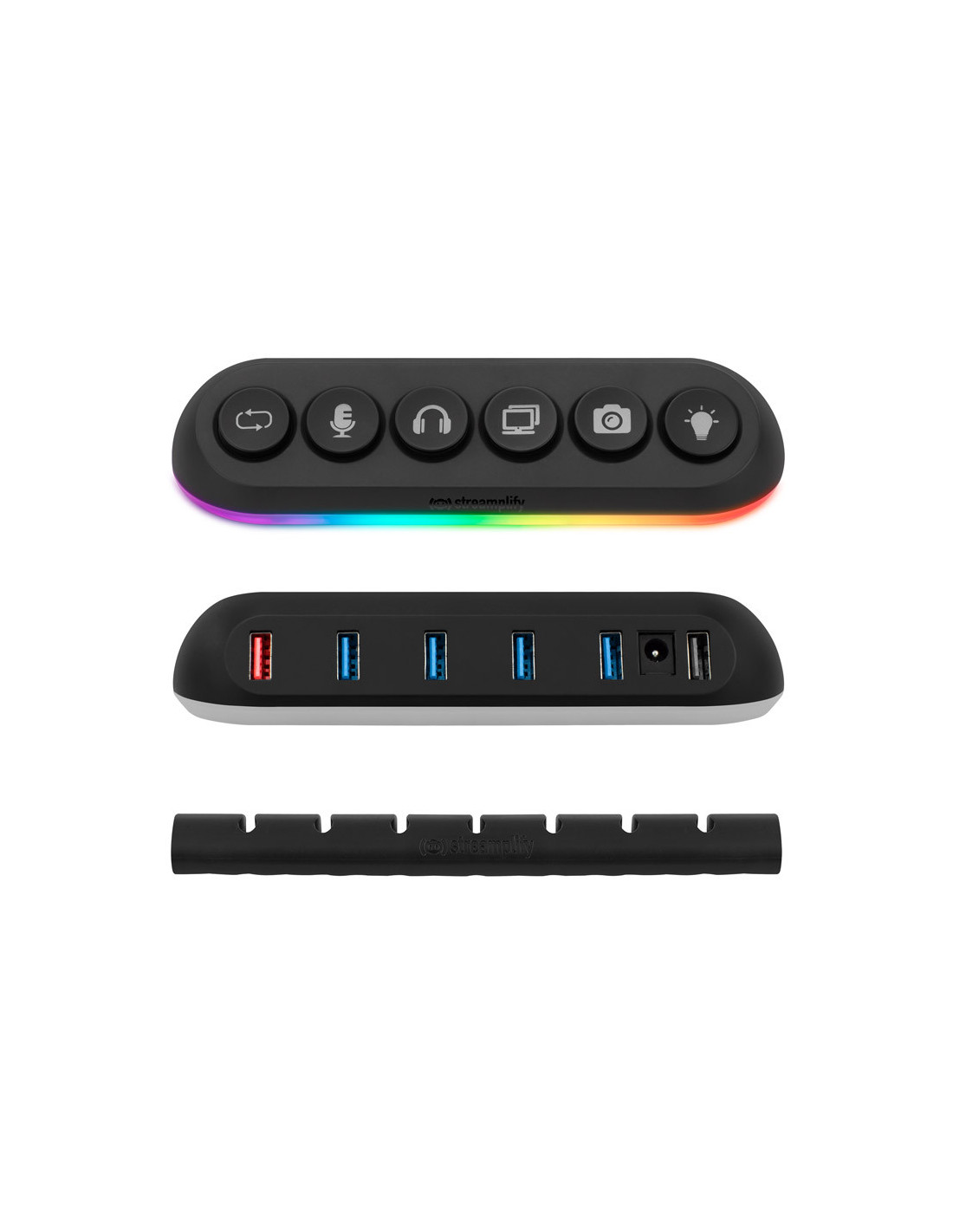 Streamplify HUB DECK 5, 4x USB 3.0, 1x USB 2.0, RGB, 12V, cable de  alimentación de la UE - negro