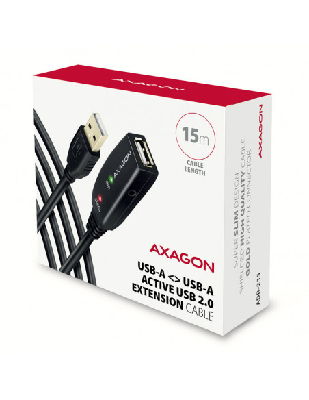 AXAGÓN ADR-215 cable alargador USB 2.0 activo, USB-A macho/hembra - 15m casemod.es