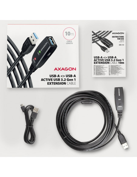 AXAGÓN ADR-310 Cable de extensión USB 3.2 Gen 1, activo - 10m casemod.es