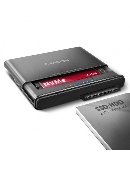 AXAGON ADSA-CC USB-C 10Gbps - NVMe M.2 SSD & SATA 2.5"/3.5" SSD/HDD CLONE MASTER 2 casemod.es