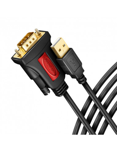 AXAGÓN Cable Adaptador ADS-1PSN, Puerto COM RS-232 a USB 2.0 - Chip PL2303GT casemod.es