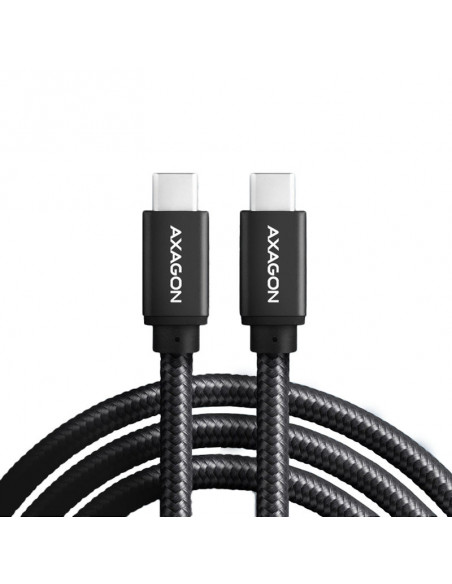AXAGÓN BUCM-CM10AB Cable USB-C a USB-C 2.0, 1,5 m, PD 60 W, 3 A, trenzado - Negro casemod.es