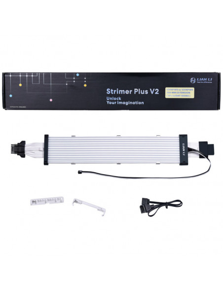 Lian li Strimer Plus V2 12VHPWR Extensión de 16 a 16 pines - 320 mm, 12 tiras de LED casemod.es