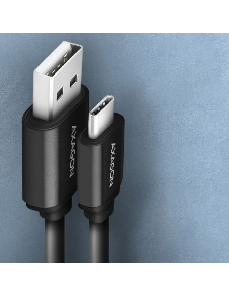 AXAGON BUCM-AM20TB cable en espiral, USB-C a USB-A, 1 m, USB 2.0, 2,4 A, ALU, PVC - Negro casemod.es