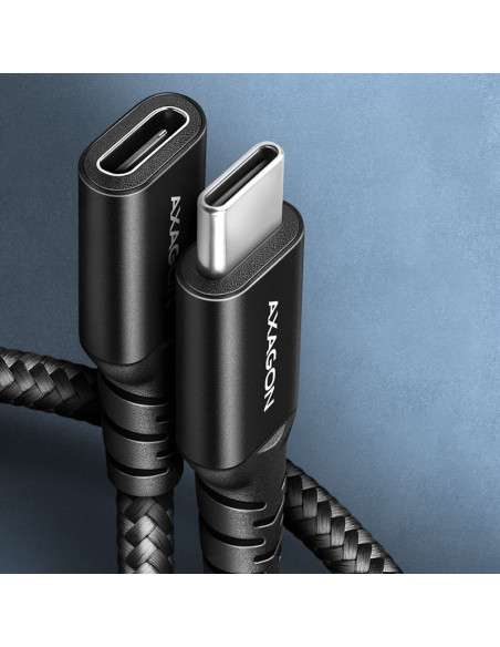 AXAGON BUCM32-CF15AB, USB-C a USB-C 3.2 Gen 2, 1,5 m, 20 Gbps - Aluminio casemod.es