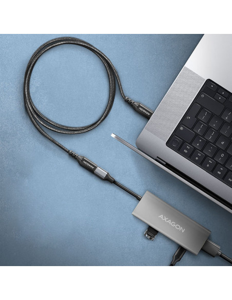 AXAGON BUCM32-CF10AB, USB-C a USB-C 3.2 Gen 2, 1 m, 20 Gbps - Aluminio casemod.es