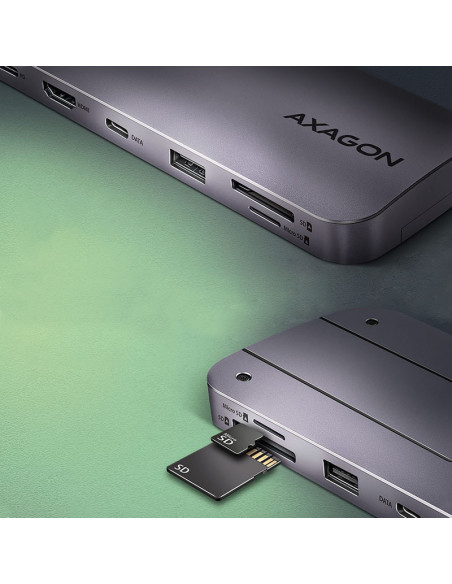 AXAGON HMC-6GM2, USB-C 3.1, M.2-NVMe/SATA, HDMI, Gbit-LAN, 1x USB-A, 1x USB-C, CR casemod.es