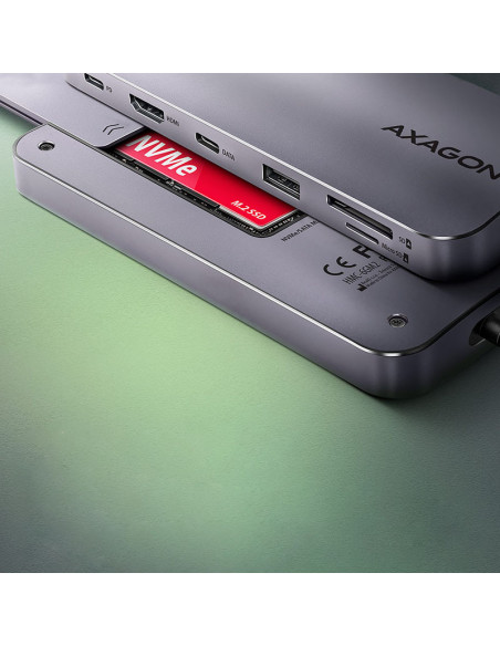 AXAGON HMC-6GM2, USB-C 3.1, M.2-NVMe/SATA, HDMI, Gbit-LAN, 1x USB-A, 1x USB-C, CR casemod.es