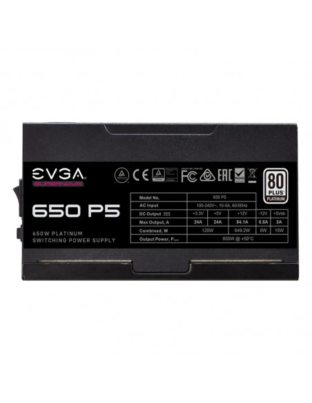 EVGA SuperNOVA P5 80 PLUS Platino, modular - 650 vatios casemod.es
