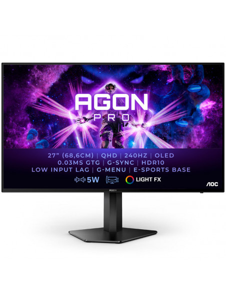 AOC AGON AG276QZD, 67,3 cm (26,5 pulgadas) 240 Hz, compatible con G-SYNC, OLED - 2xDP, 2xHDMI casemod.es