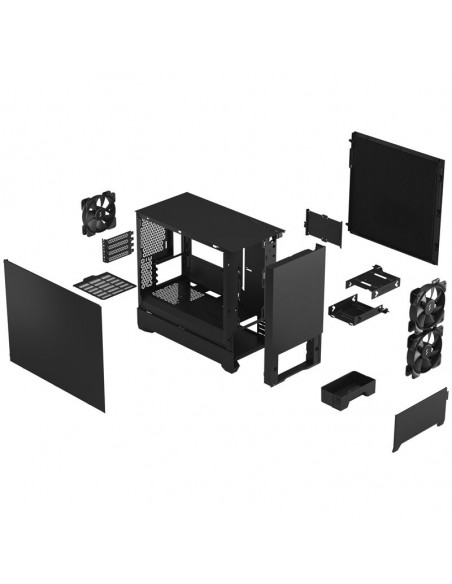 Fractal Design Caja Pop Mini Silent Solid Micro-ATX, aislada - negro casemod.es