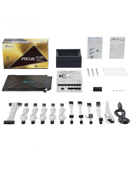 Seasonic Focus GX 1000 White, fuente de alimentación 80 PLUS Gold, modular, ATX 3.0, PCIe 5.0 - 1000 vatios casemod.es